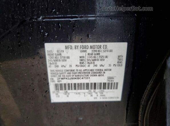 2FMPK3J90KBC47331 2019 FORD EDGE Черный Вид подкапотного пространства
