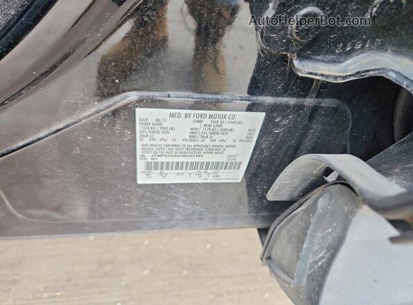 2FMPK3K86HBC63189 2017 FORD EDGE Черный Вид наклейки с VIN-кодом