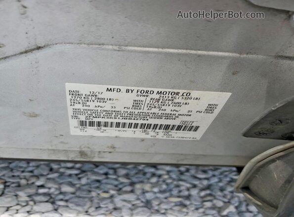 2FMPK3K91JBB42794 2018 FORD EDGE Silver Widok naklejki z numerem VIN