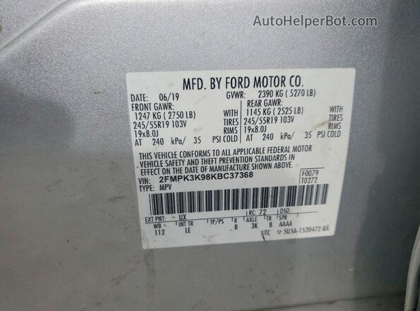 2FMPK3K98KBC37368 2019 FORD EDGE Серебряный Вид подкапотного пространства