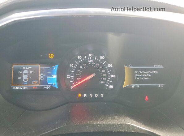 2FMPK4AP2KBB86844 2019 FORD EDGE Blue ხელსაწყოთა პანელის ხედი