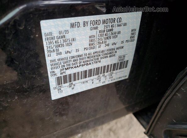 2FMPK4AP9PBA17976 2023 FORD EDGE Black Vista de la etiqueta del VIN
