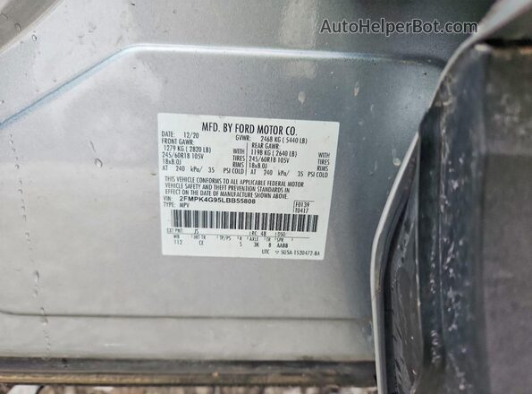 2FMPK4G95LBB55808 2020 FORD EDGE Silver Вид наклейки з VIN-кодом