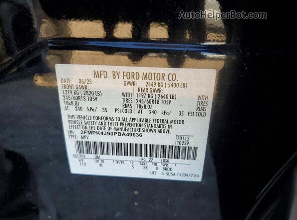 2FMPK4J90PBA49636 2023 FORD EDGE Black Widok komory silnika