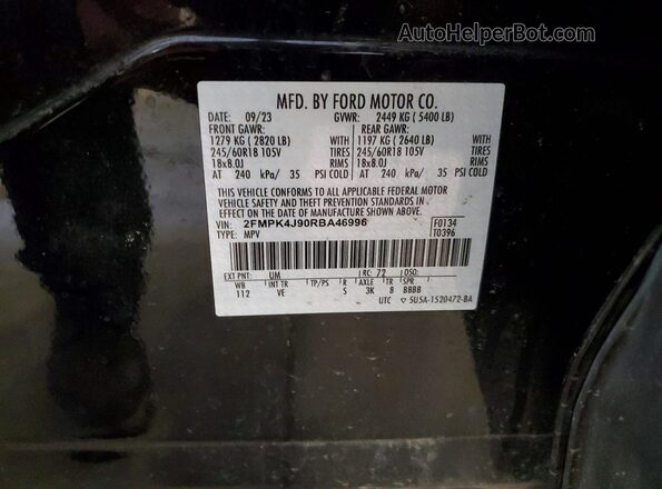 2FMPK4J90RBA46996 2024 FORD EDGE Черный Вид наклейки с VIN-кодом