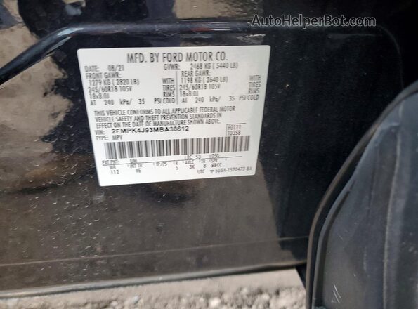 2FMPK4J93MBA38612 2021 FORD EDGE Black Vista de la etiqueta del VIN