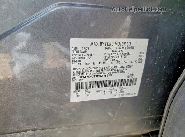 2FMPK4J93PBA18915 2023 FORD EDGE Gray Engine compartment view
