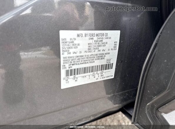 2FMPK4J94RBA75028 2024 FORD EDGE Gray Vista del compartimento del motor