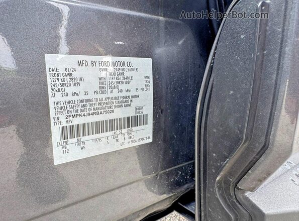 2FMPK4J94RBA75028 2024 FORD EDGE Charcoal Vista de los asientos traseros