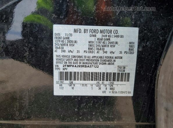 2FMPK4J95RBA57122 2024 FORD EDGE Black Widok naklejki z numerem VIN