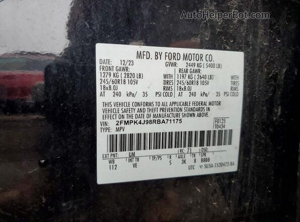 2FMPK4J98RBA71175 2024 FORD EDGE Черный Вид наклейки с VIN-кодом