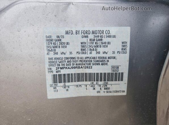 2FMPK4J99RBA12622 2024 FORD EDGE Silver VIN կոդի պիտակի տեսք