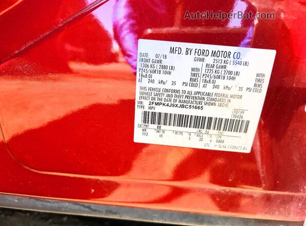 2FMPK4J9XJBC51665 2018 FORD EDGE Red Widok komory silnika
