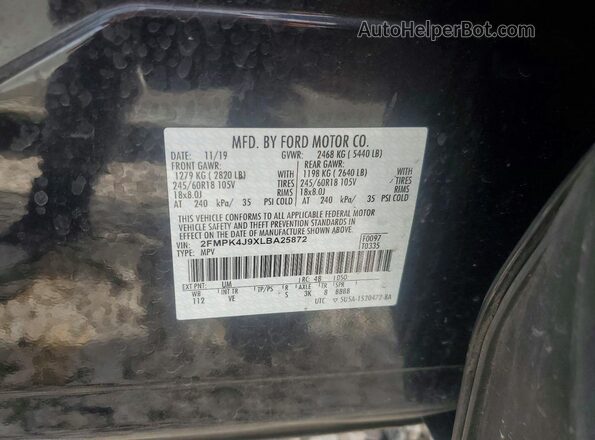2FMPK4J9XLBA25872 2020 FORD EDGE Black VIN կոդի պիտակի տեսք