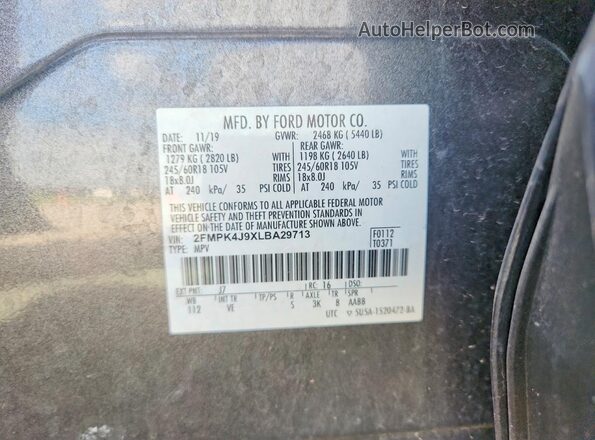 2FMPK4J9XLBA29713 2020 FORD EDGE Gray Widok komory silnika