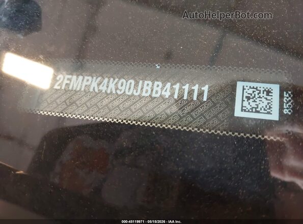 2FMPK4K90JBB41111 2018 FORD EDGE Silver Vista del compartimento del motor
