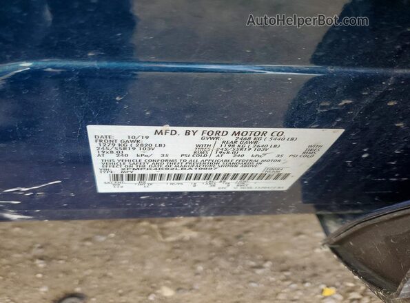 2FMPK4K92LBA19997 2020 FORD EDGE Blue VIN კოდის სტიკერის ხედი