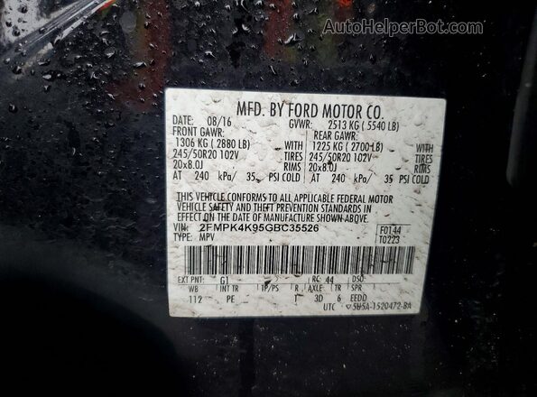 2FMPK4K95GBC35526 2016 FORD EDGE Black VIN կոդի պիտակի տեսք