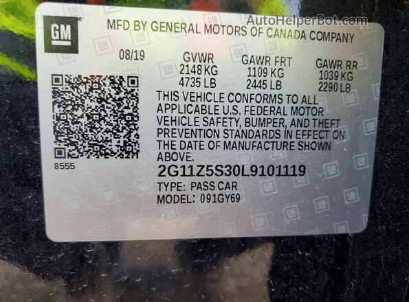 2G11Z5S30L9101119 2020 CHEVROLET IMPALA Черный Вид подкапотного пространства