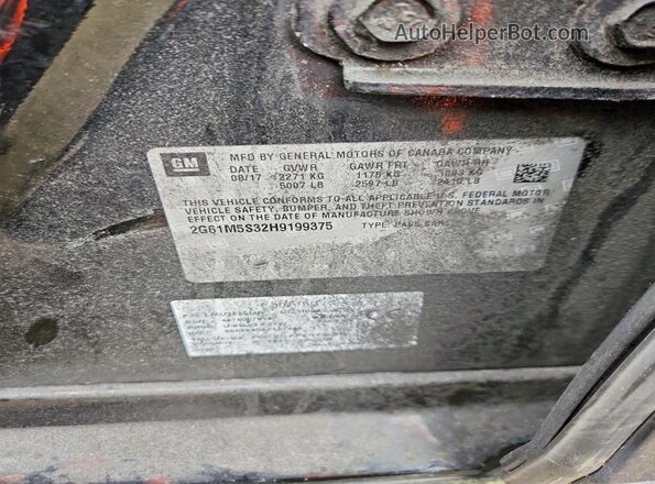 2G61M5S32H9199375 2017 CADILLAC XTS Черный Вид подкапотного пространства
