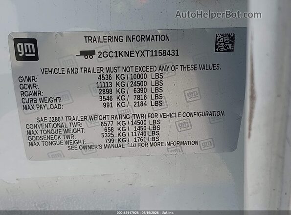 2GC1KNEYXT1158431 2026 CHEVROLET SILVERADO White Widok komory silnika