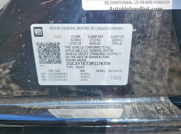 2GC4YTE73R1176706 2024 CHEVROLET SILVERADO Black Engine compartment view
