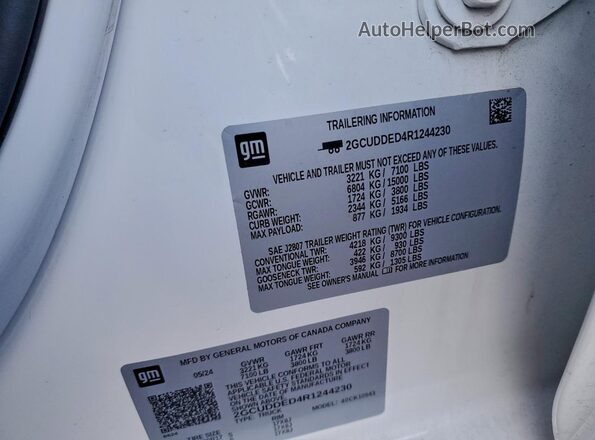 2GCUDDED4R1244230 2024 CHEVROLET SILVERADO White Widok komory silnika