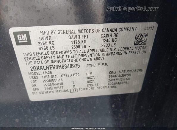 2GKALNEK8H6340975 2017 GMC TERRAIN Синий Вид подкапотного пространства