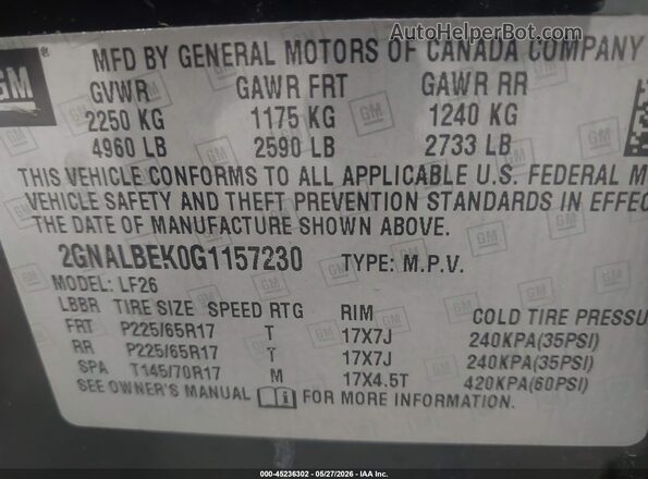 2GNALBEK0G1157230 2016 CHEVROLET EQUINOX Черный Вид подкапотного пространства