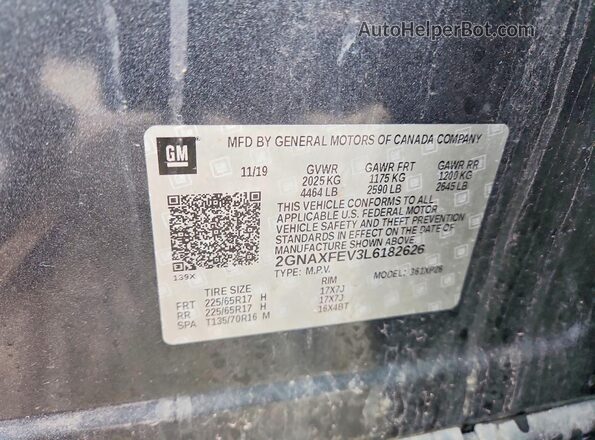 2GNAXFEV3L6182626 2020 CHEVROLET EQUINOX Угольный Вид наклейки с VIN-кодом