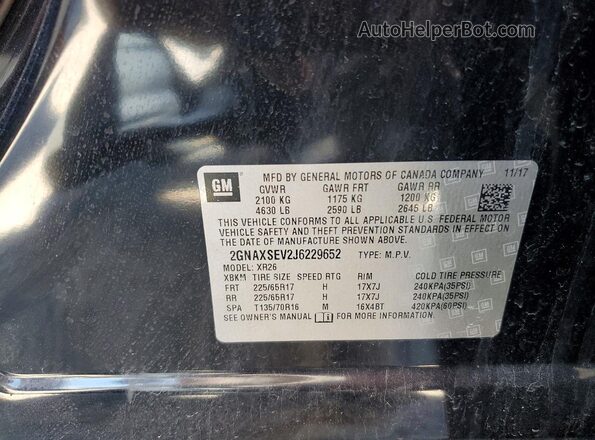 2GNAXSEV2J6229652 2018 CHEVROLET EQUINOX Black VIN sticker view
