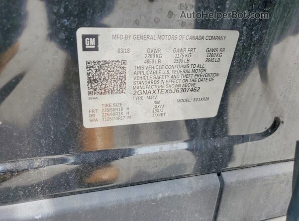 2GNAXTEX5J6307462 2018 CHEVROLET EQUINOX Black Widok komory silnika