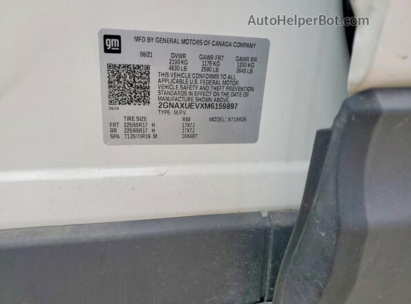2GNAXUEVXM6159897 2021 CHEVROLET EQUINOX Белый Вид подкапотного пространства