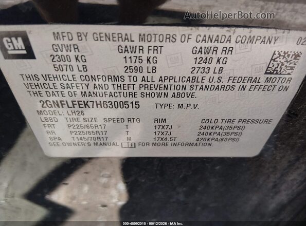 2GNFLFEK7H6300515 2017 CHEVROLET EQUINOX Черный Вид подкапотного пространства