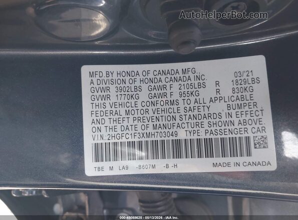 2HGFC1F3XMH703049 2021 HONDA CIVIC Gray Engine compartment view