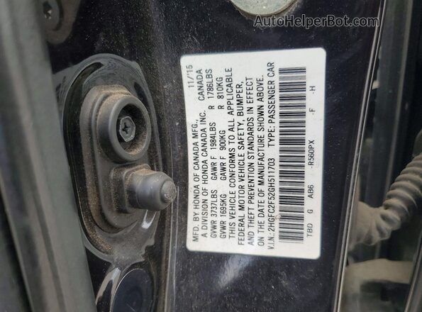 2HGFC2F52GH511703 2016 HONDA CIVIC Black ძრავის განყოფილების ხედი