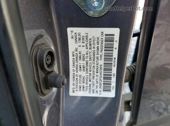 2HGFC2F53JH570976 2018 HONDA CIVIC Gray ძრავის განყოფილების ხედი