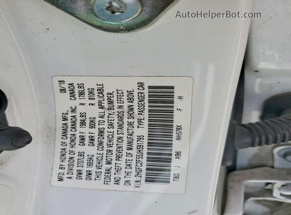 2HGFC2F55JH591795 2018 HONDA CIVIC Белый Вид подкапотного пространства