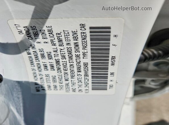 2HGFC2F58HH535490 2017 HONDA CIVIC White Widok komory silnika