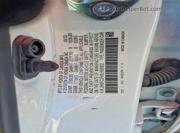 2HGFC2F60LH595832 2020 HONDA CIVIC White Vista del compartimento del motor