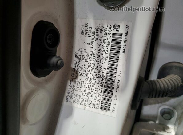 2HGFC2F62LH586503 2020 HONDA CIVIC White Widok naklejki z numerem VIN