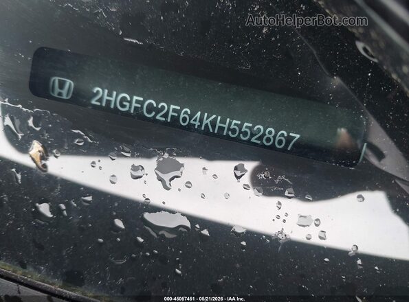 2HGFC2F64KH552867 2019 HONDA CIVIC Black 