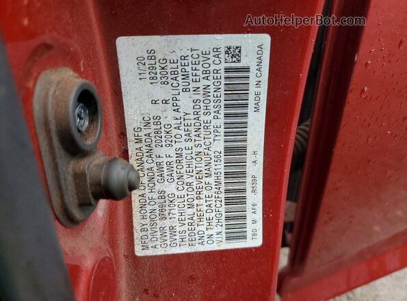 2HGFC2F64MH511562 2021 HONDA CIVIC Red Вид підкапотного простору