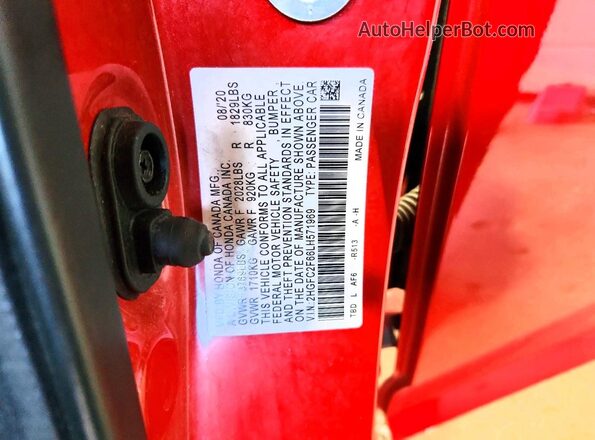 2HGFC2F66LH571969 2020 HONDA CIVIC Red Vista del compartimento del motor