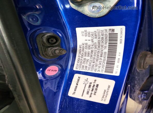 2HGFC2F69LH533099 2020 HONDA CIVIC Синий Вид наклейки с VIN-кодом