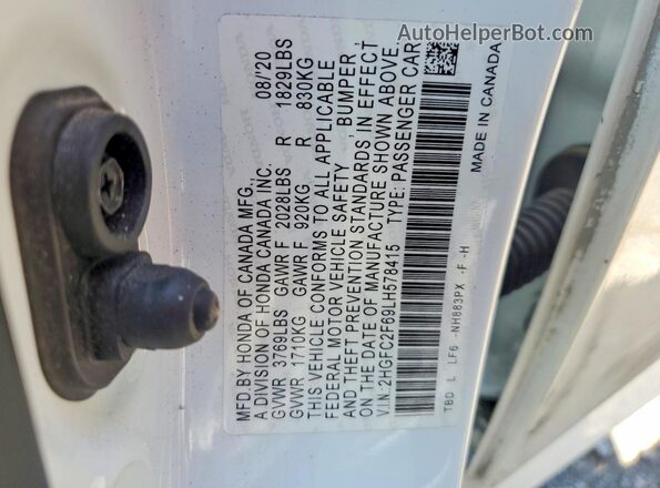 2HGFC2F69LH578415 2020 HONDA CIVIC White Engine compartment view