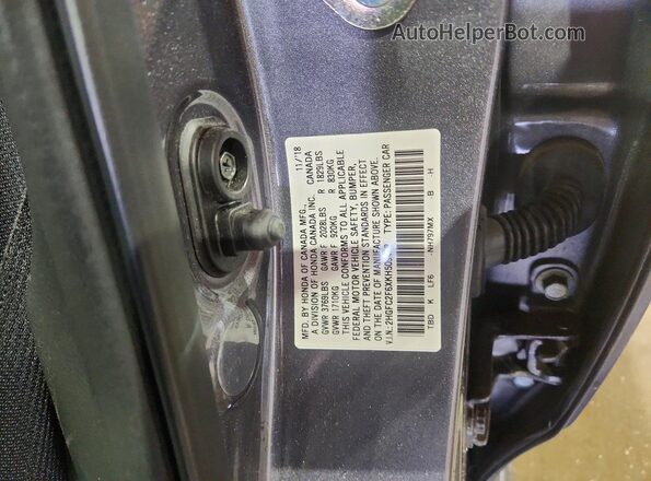 2HGFC2F6XKH509408 2019 HONDA CIVIC Серый Вид задних сидений