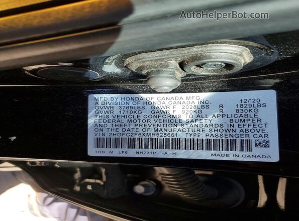 2HGFC2F6XMH525661 2021 HONDA CIVIC Black Widok komory silnika