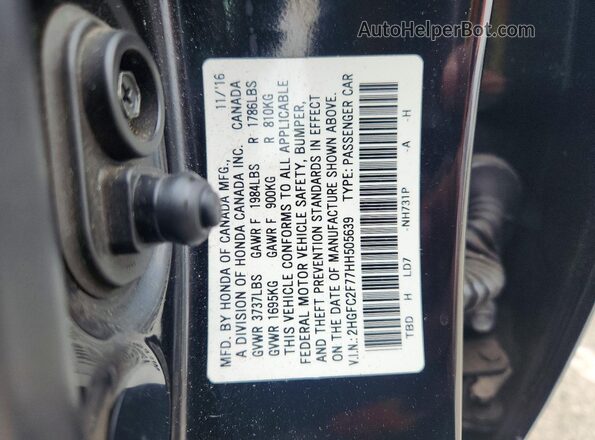 2HGFC2F77HH505639 2017 HONDA CIVIC Black Вид підкапотного простору