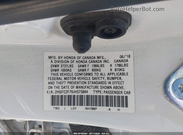 2HGFC2F79JH575844 2018 HONDA CIVIC White Engine compartment view